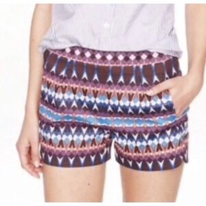 J‎ CREW Sz 2 Shorts Women Back Zip Style A6430 Shorts Tribal Stretch Geometric